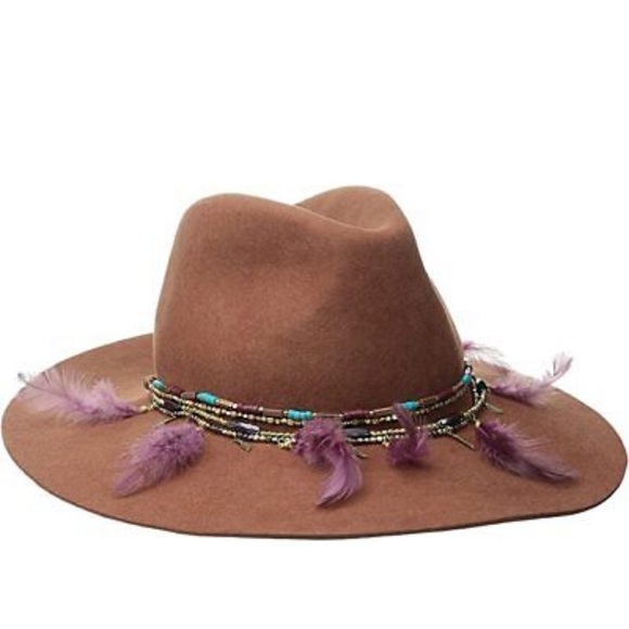Ale by Alessandra “Telluride” Brown Fedora w/ Bead & Feather Details, NWT! - Picture 1 of 5